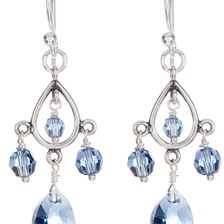 Chan Luu Sterling Silver Hanging Crystal Earrings DENIM BLUE