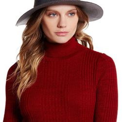 Accesorii Femei David Young Knit Textured Faux Leather Band Panama Hat HEATHER GREY