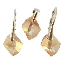 Set Argint 925 cu Swarovski Elements, Golden Shadow, 14 mm