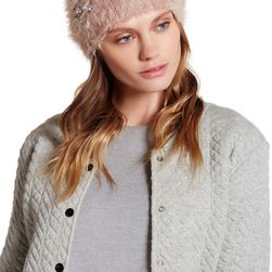 Accesorii Femei David Young Fuzzy Knit Embellished Beanie PINK