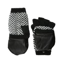 Accesorii Femei Plush Fleece - Lined Herringbone Texting Mittens BlackWhite