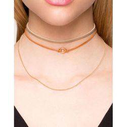 Bijuterii Femei CheapChic Circle Loop Chain Layer 2pc Choker TanStone