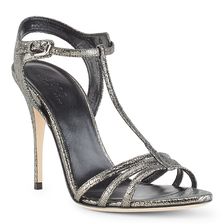 Ralph Lauren Rayna Metallic Leather Sandal Dark Silver