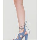 Incaltaminte Femei CheapChic Riding Waves Chunky Lace-up Heels Blue