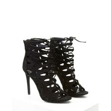 Incaltaminte Femei Forever21 Caged Faux Suede Heels Black