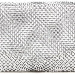 Jessica McClintock V Flap Mesh Ball Clutch 42-SILVER