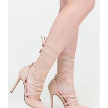 Incaltaminte Femei CheapChic Center Stage Pointy Strappy Tie-up Heels Nude
