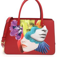 Prada Saffiano And City Calf Handbag With Collage Print FUOCO
