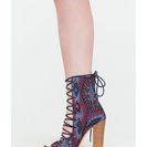 Incaltaminte Femei CheapChic Simply Bootie-ful Lace-up Tribal Heels Blue