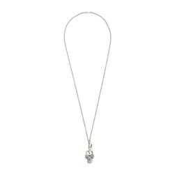 Alexander McQueen Skull Punk Fish Pendant Crystal Silver Shade