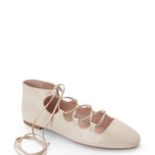 Incaltaminte Femei French Connection Barley Sugar Square Kamilla Toe Ghillie Lace-Up Flats Barley Sugar