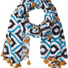 San Diego Hat Company BSS1549 Lightweight Scarf with All Over Print and Tassels Black/White