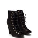 Incaltaminte Femei CheapChic Step Out Faux Suede Lace-up Chunky Heels Black