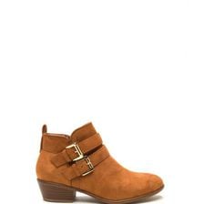 Incaltaminte Femei CheapChic Doubled Over Faux Suede Booties Whisky