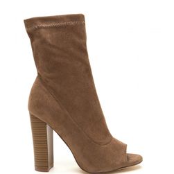 Incaltaminte Femei CheapChic Let It Be Chunky Peep-toe Booties Taupe
