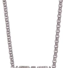 Fossil Pave Crystal Rondelle Pendant Necklace SILVER