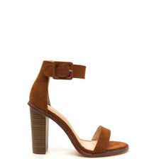 Incaltaminte Femei CheapChic Single Strap Minded Faux Suede Heels Cognac