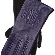 Ralph Lauren Two-Tone Touch Screen Gloves Deep Purple
