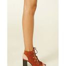 Incaltaminte Femei Forever21 Lace-Up Faux Suede Cutout Heels Rust