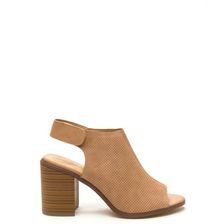 Incaltaminte Femei CheapChic You Make Me Hole Perforated Chunky Heels Nude