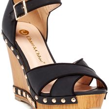 Chase & Chloe Milan Wedge Sandal Black