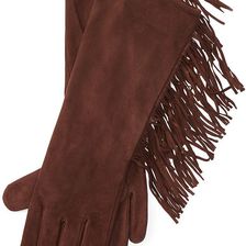 Ralph Lauren Fringed Suede Gloves Coffee