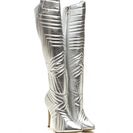 Incaltaminte Femei CheapChic Quilted Wonder Metallic Boots Silver