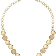 Cole Haan Metal & Stone Frontal Necklace Gold/Rose Quartz/Peach