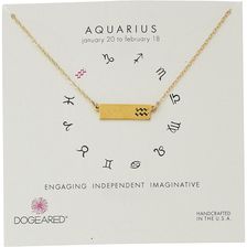 Dogeared Aquarius Zodiac Bar Necklace Gold Dipped