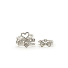 Bijuterii Femei Forever21 Rhinestone Midi Ring Set Silverclear