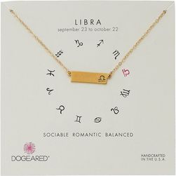 Dogeared Libra Zodiac Bar Necklace Gold Dipped