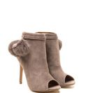 Incaltaminte Femei CheapChic Fluff Up Pom-pom Peep-toe Booties Grey