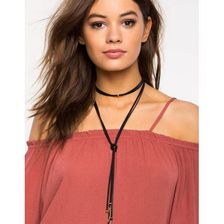 Bijuterii Femei CheapChic Metal Accent Suede Wrap Necklace Black
