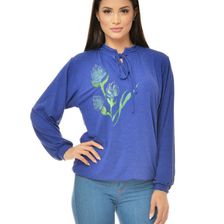 Bluza femei, albastra, cu guler, Eranthe