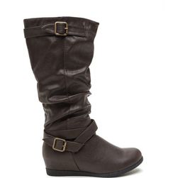 Incaltaminte Femei CheapChic Strap Me In Slouchy Wedge Booties Brown