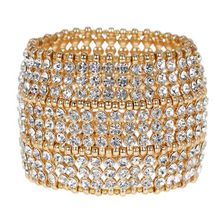 Bijuterii Femei Natasha Accessories Wide Crystal Stretch Bracelet GOLD