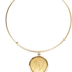 Alex and Ani 14K Gold Filled Initial W Charm Wire Bangle RUSSIAN GOLD