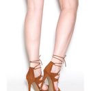 Incaltaminte Femei CheapChic Style Star Faux Suede Lace-up Heels Chestnut