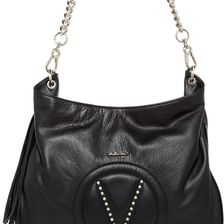 Valentino By Mario Valentino Penny Leather Shoulder Bag BLACK