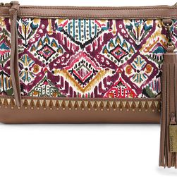 Sakroots Seni Leather Clutch Berry Brave Beauti