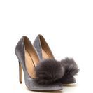 Incaltaminte Femei CheapChic You\'re Da Pom-pom Pointy Velvet Pumps Grey