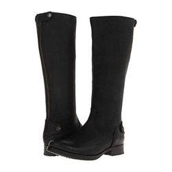 Incaltaminte Femei Frye Melissa Lug Back Zip Tall Black Pressed Nubuck