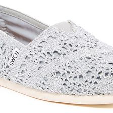 TOMS Crocheted Metallic Classic Slip-On Shoe SILVER