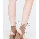 Incaltaminte Femei CheapChic Trading Laces Cut-out Block Heels Taupe