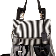 Gabriella Rocha Tonia Striped Backpack with Pockets Black/White