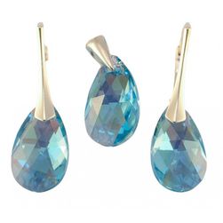 Set Argint 925 cu Swarovski Elements, Aquamarine 22 mm