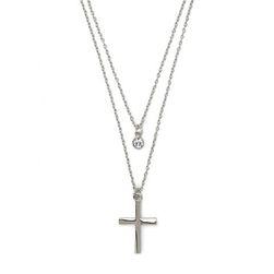Bijuterii Femei Forever21 Cross Pendant Layered Necklace Silverclear