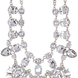 Natasha Accessories Crystal Row Necklace SILVER
