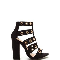 Incaltaminte Femei CheapChic Hole-d It Together Chunky Caged Heels Black