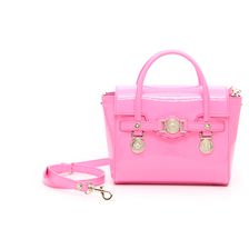 Versace Small Top Handle Patent Signature Bag PINK/ORO CHIARO